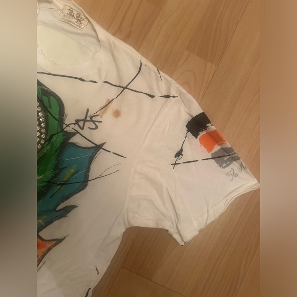 Y2K DOM REBEL SWAROVSKI CRYSTAL SKULL SHIRT HAND-PAINTED AND SIGNED BY DESIGNER - Picture 12 of 14